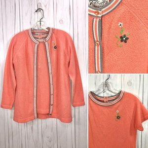 Vintage 50s Talbott Travler Sweater Set, Coral